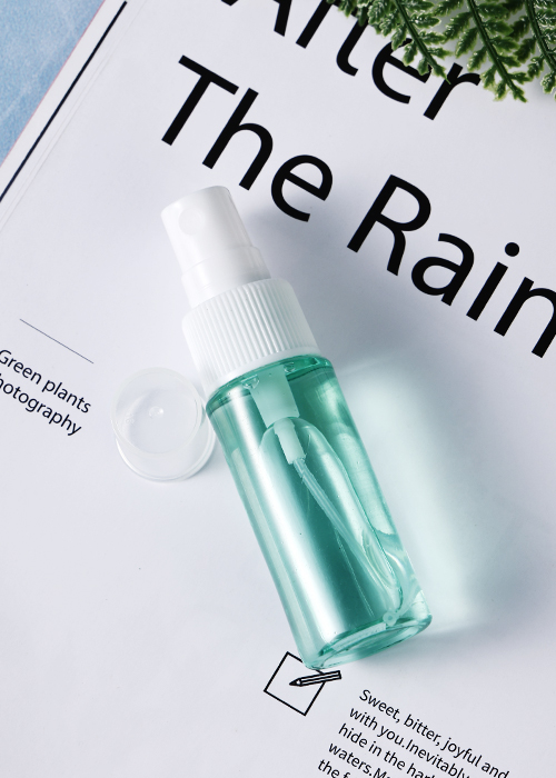 60ml PET zelená transparentná fľaša s rozprašovačom