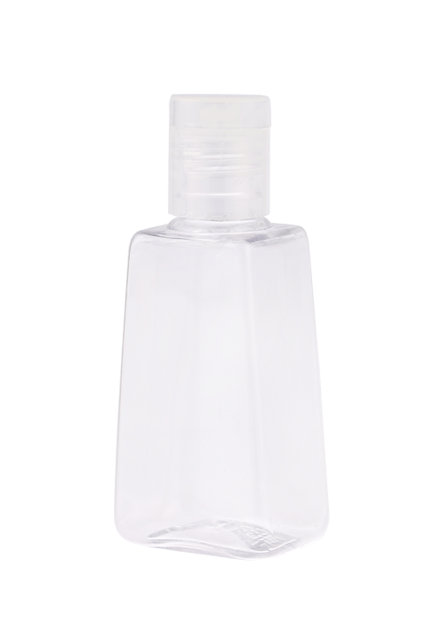 30 ml PET transparentná lichobežníková fľaša s odklápacím uzáverom s háčikom
