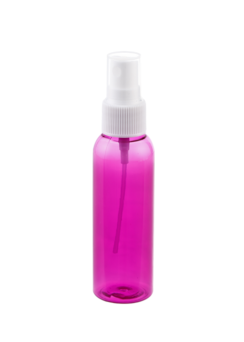 60ml farebný transparentný PET sprej s okrúhlou fľašou na čistenie pohárov s tekutým dezinfekčným prostriedkom
