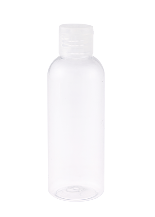 60-200 ml PET fľaša s čírym gélom na dezinfekciu rúk Okrúhla fľaša s drapákom