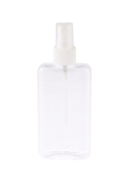 100 ml plochá oválna PET fľaša s rozprašovačom